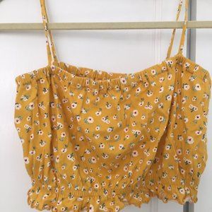 PacSun Floral Yellow Cropped Tank